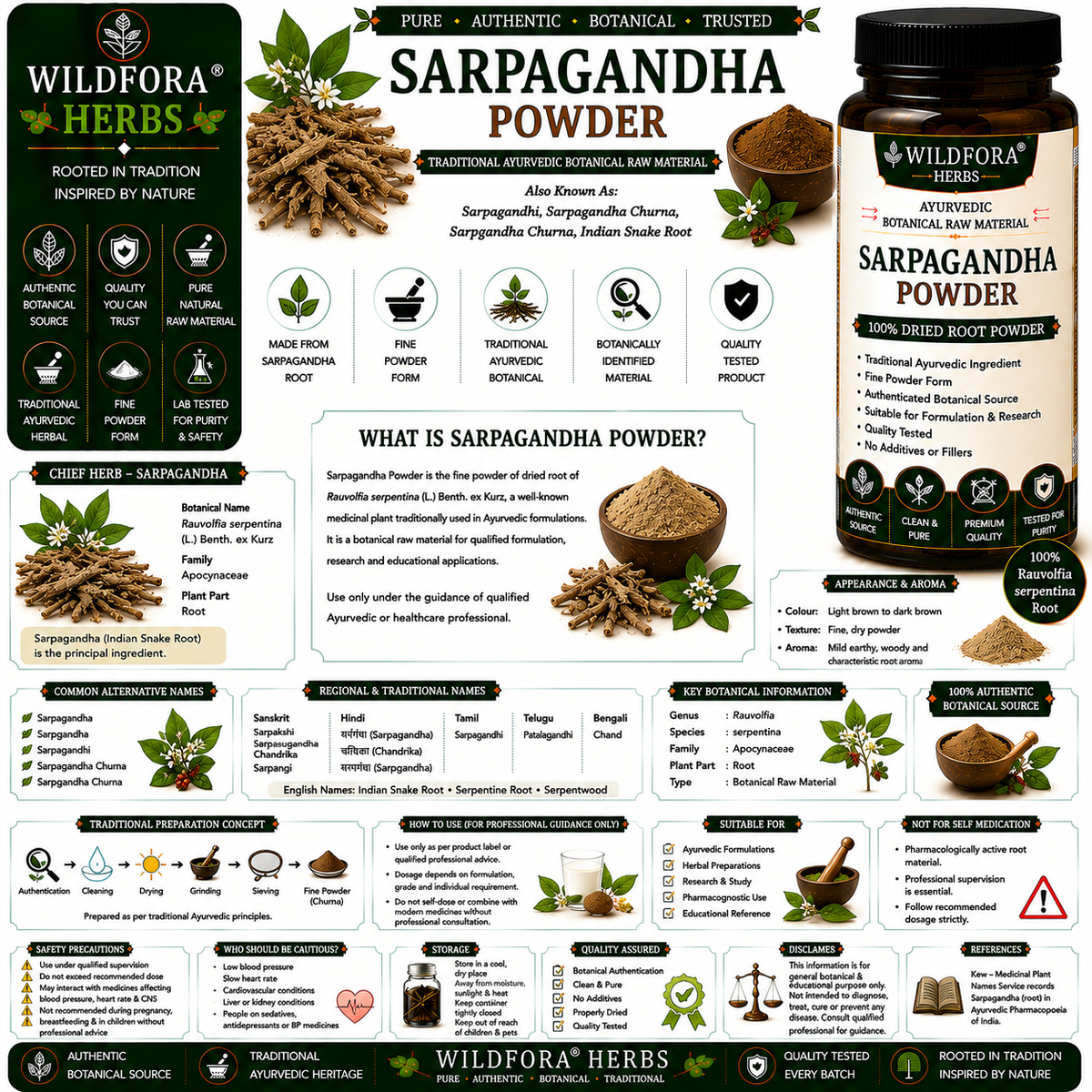 Sarpagandha Powder Rauvolfia Serpentina  Sarpgandha Churna