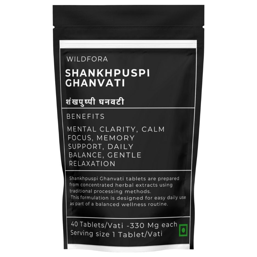Shankhavali Ghanvati Shankhpuspi Ghanvati Shankhpuspi Ghan Vati शंखपुष्पी घनवटी – हर्बल फॉरेस्ट इंस्पायर्ड टैबलेट