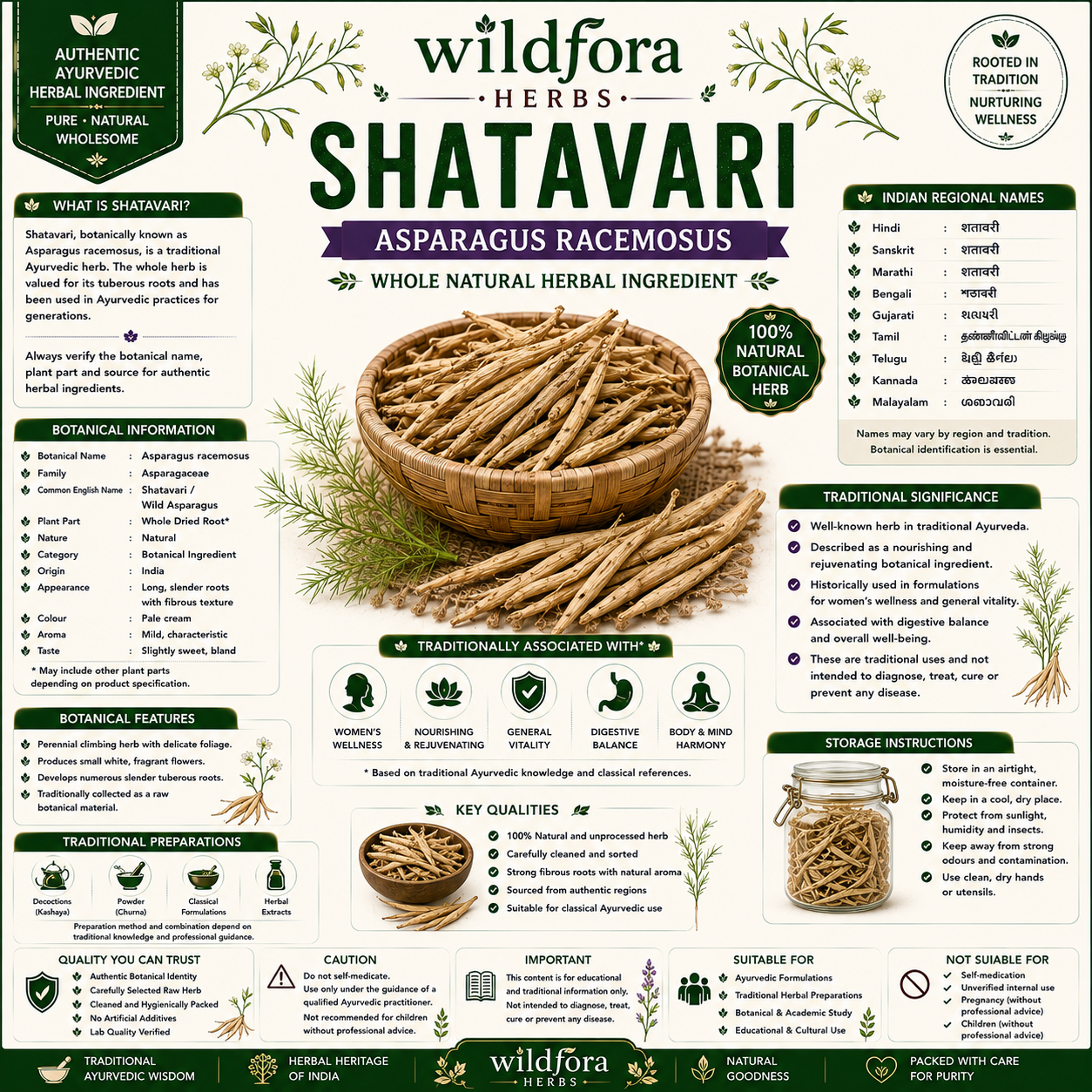 Shatavari Asparagus Racemosus Whole Herb – Traditional Ayurvedic Ingredient