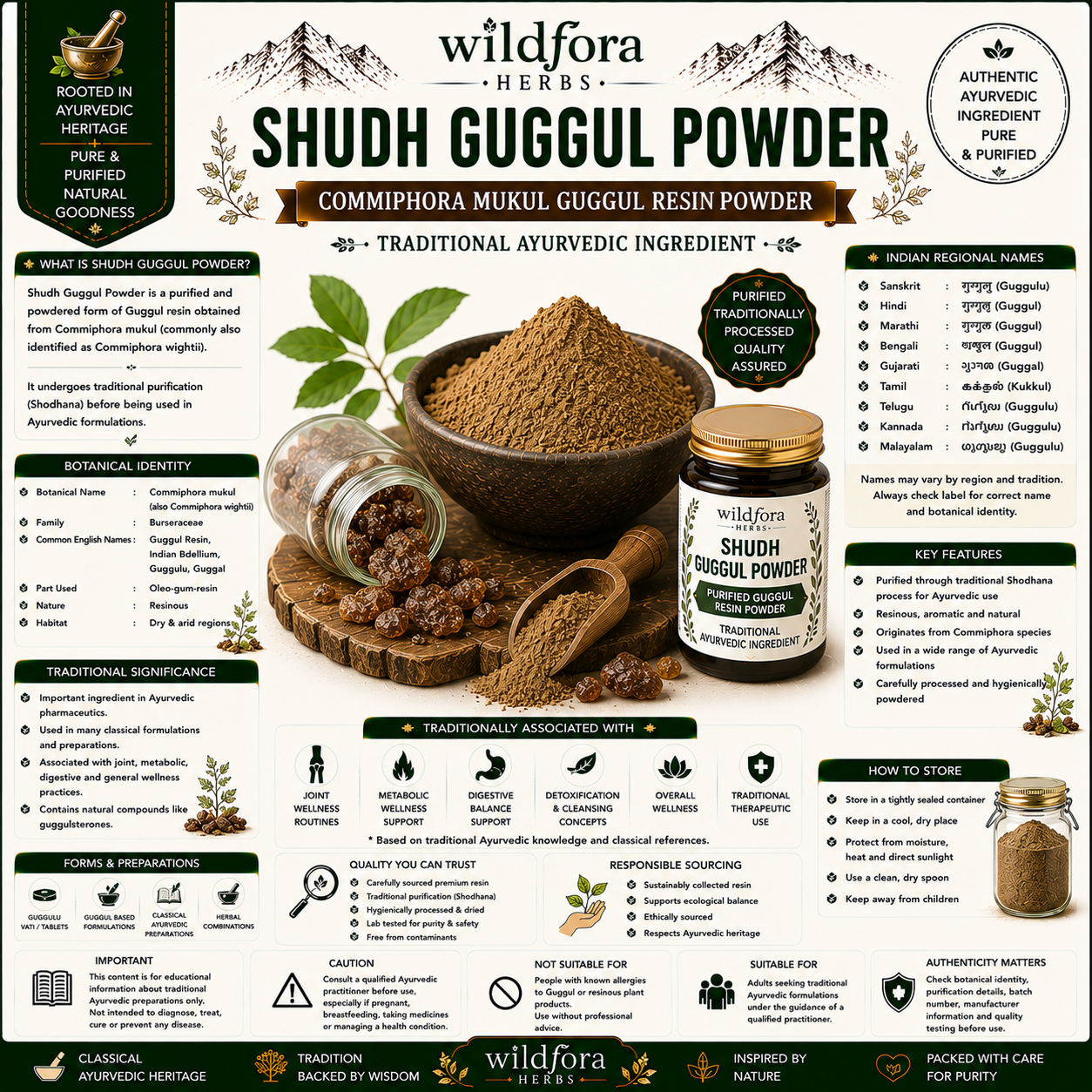 Shudh Guggul Powder Commiphora Mukul | Guggul Resin Powder