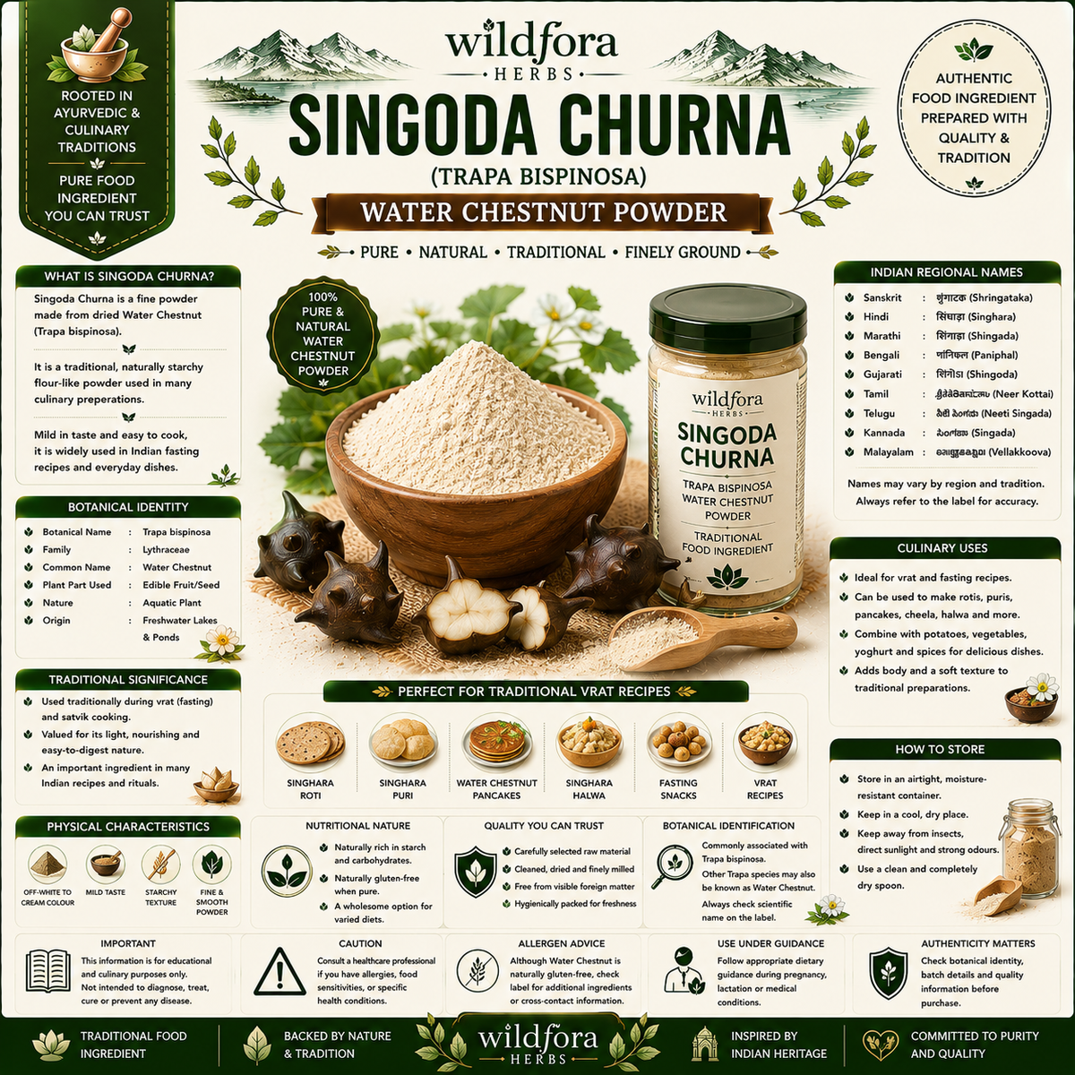 Singoda Churna Water Chestnut Powder Trapa Bispinosa