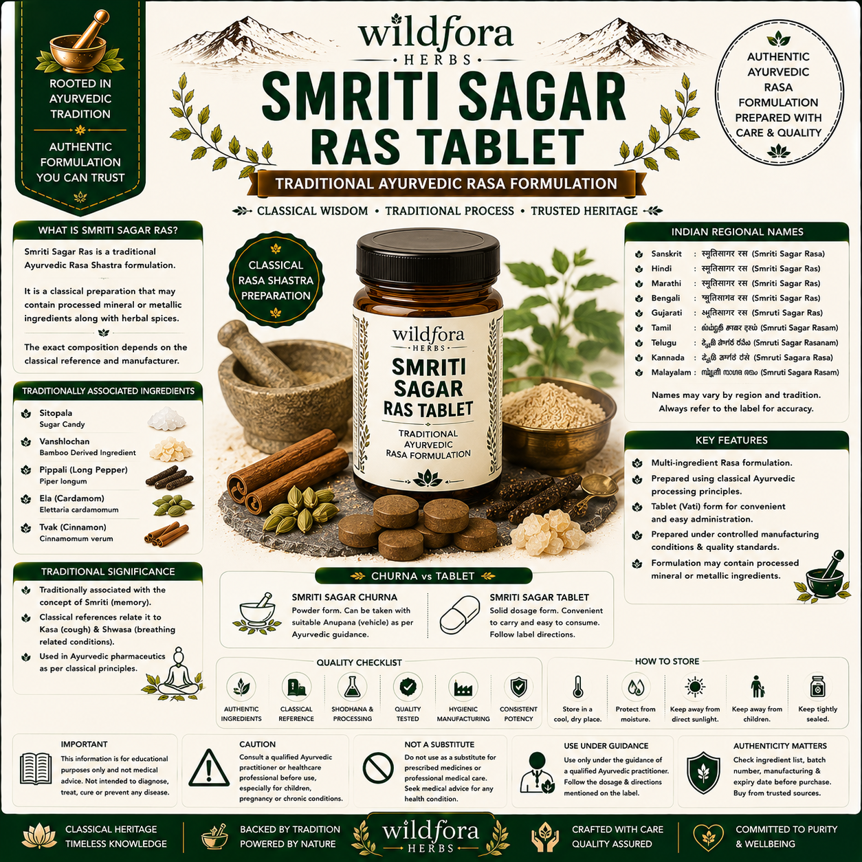 Smriti Sagar Ras Tablet (Smruti Sagar) – Herbal Tablet Inspired by the Wild Forest