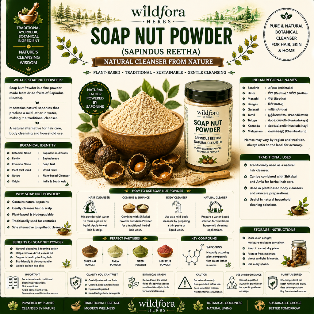 Soap nut Powder Sapindus  Reetha Natural Cleanser Powder