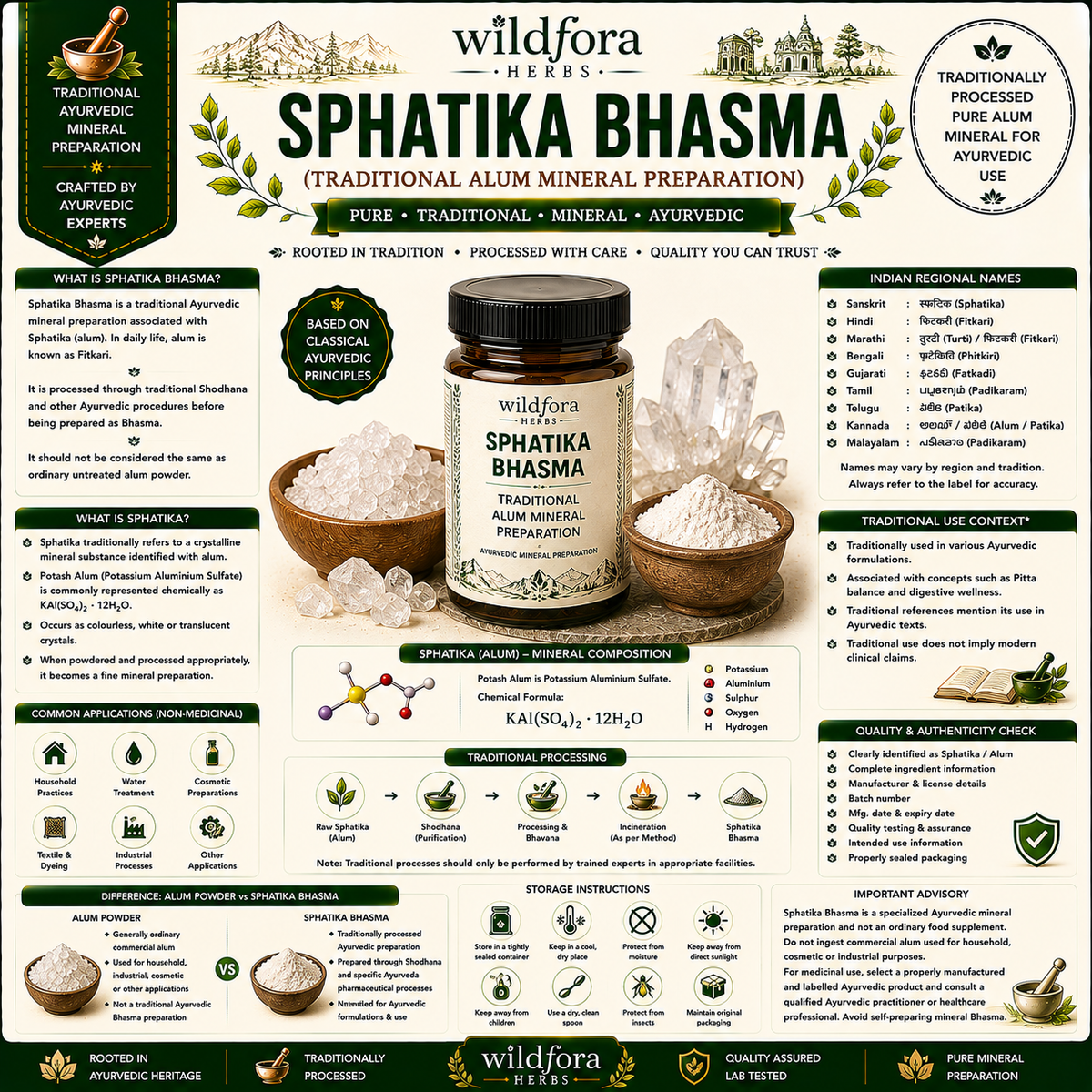 Sphatika Bhasma Alum Powder Potash Alum Mineral