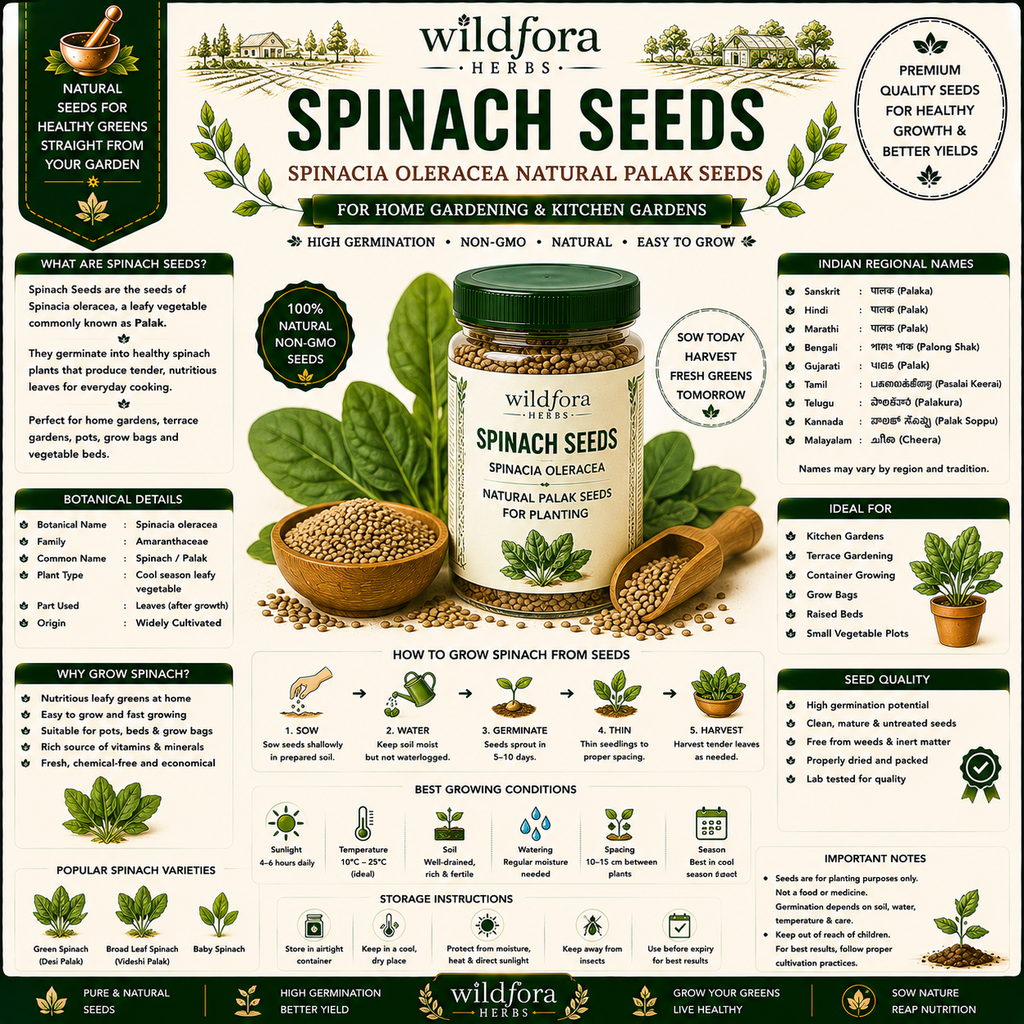 Spinach Seeds Spinacia Oleracea Whole Natural Palak Seeds for Planting