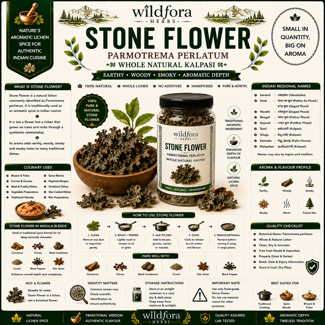 Stone Flower Parmotrema Perlatum Whole Natural Kalpasi Dagad Phool