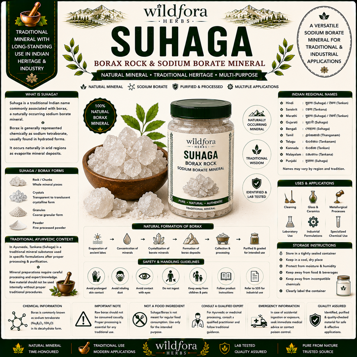 Suhaga Borax Rock Whole | Sodium Borate Natural Mineral Stone