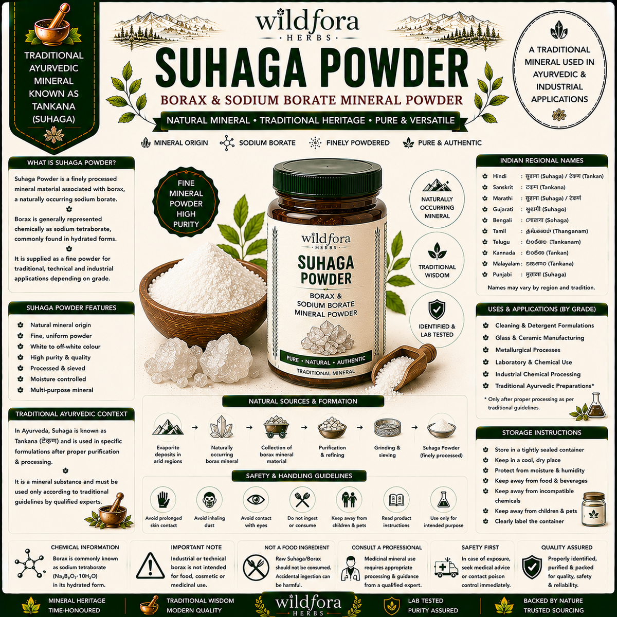 Suhaga Powder Borax Sodium Borate Mineral Powder