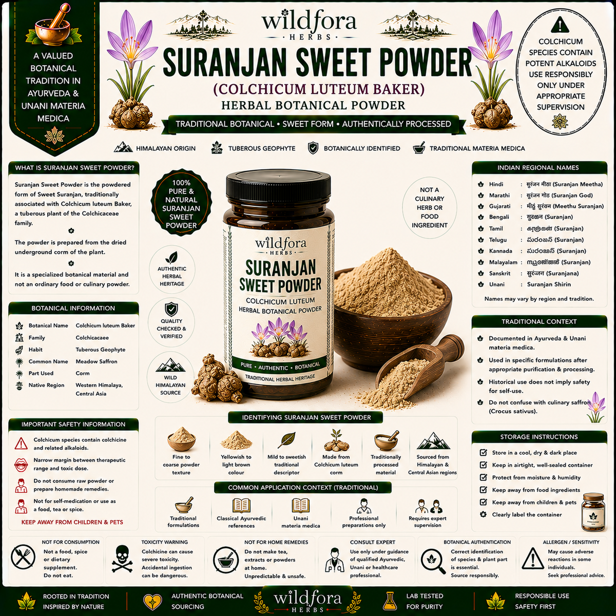 Suranjan Sweet Powder Colchicum Luteum Herbal Powder