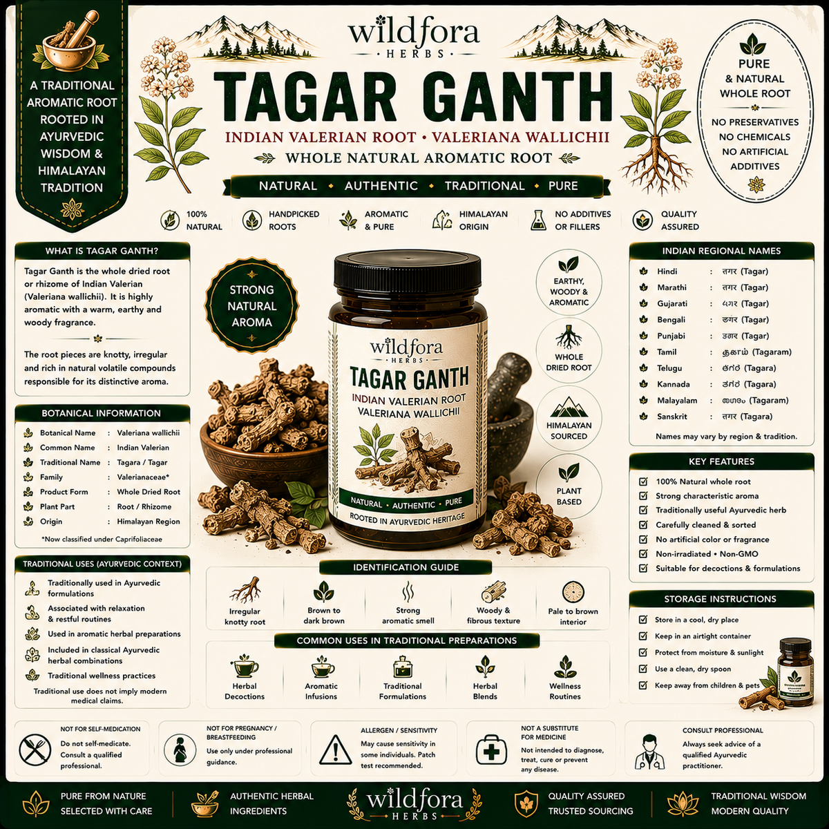 Tagar Ganth Indian Valerian Root Valeriana Wallichii Whole