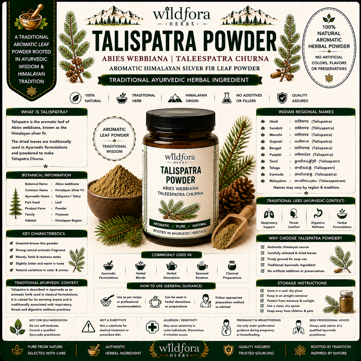 Talispatra Powder Abies Webbiana  Taleespatra Churna