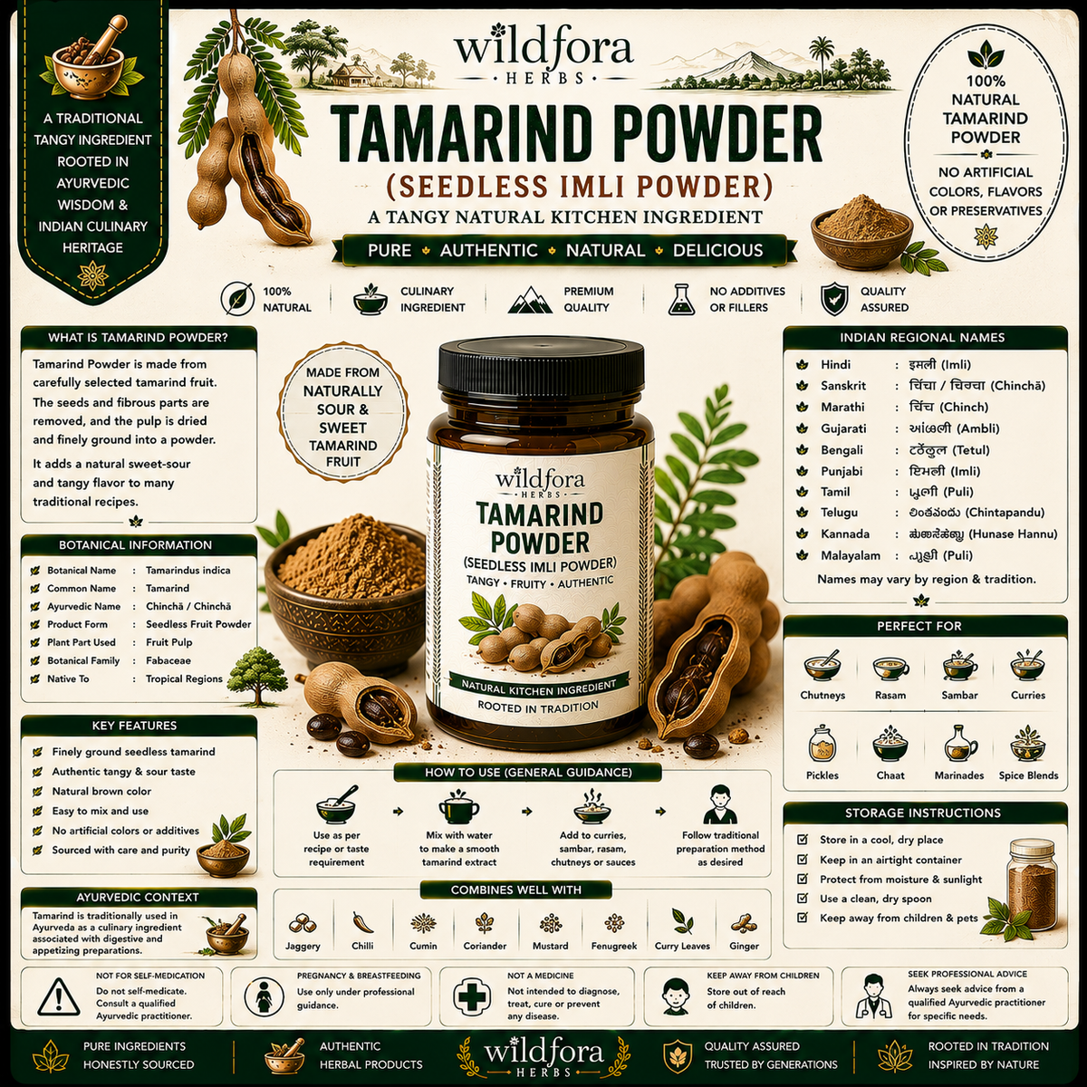 Tamarind Powder (Seedless Imli Powder) – Natural Kitchen Ingredient