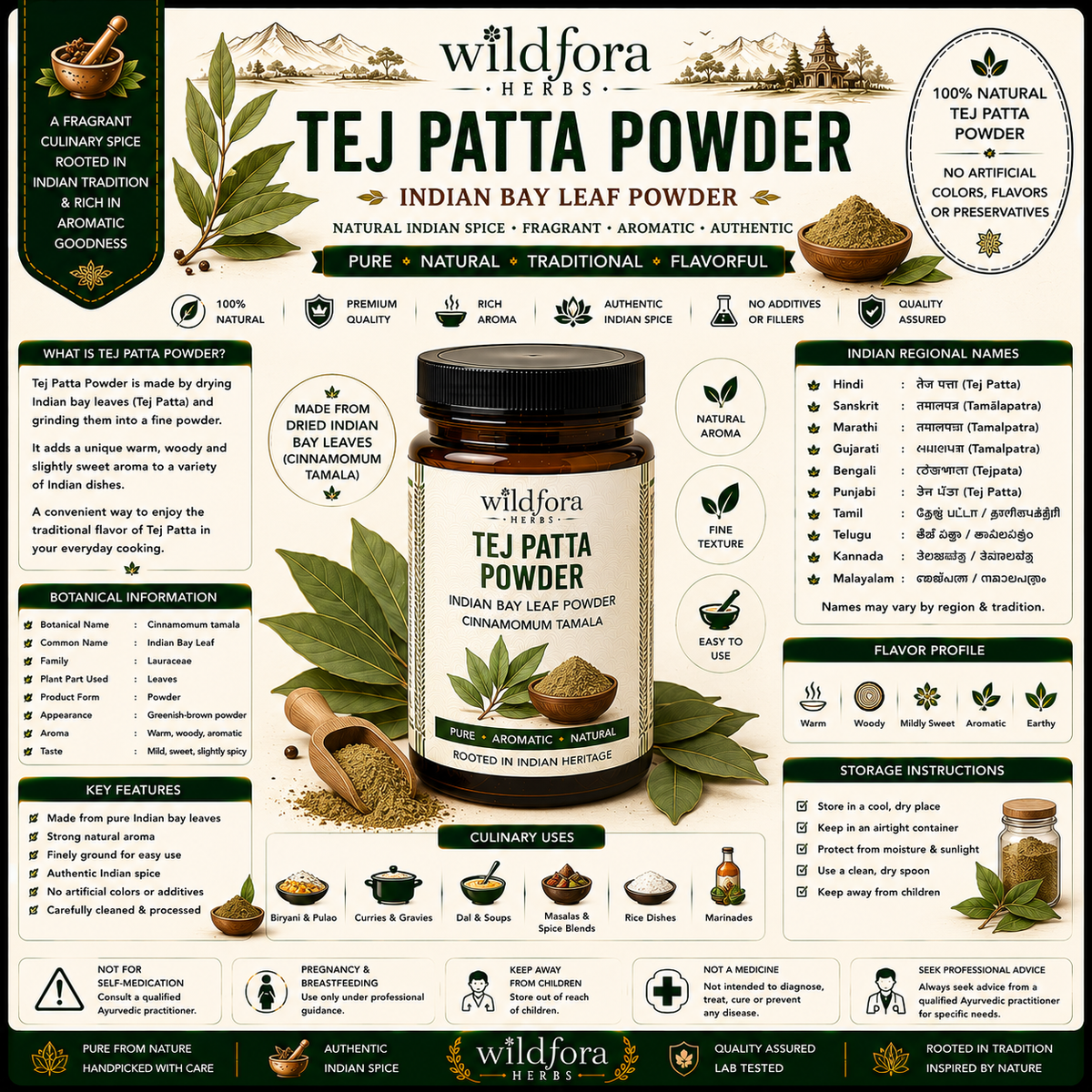 Tej Patta Powder (Indian Bay Leaf Powder) – Natural Aromatic Spice