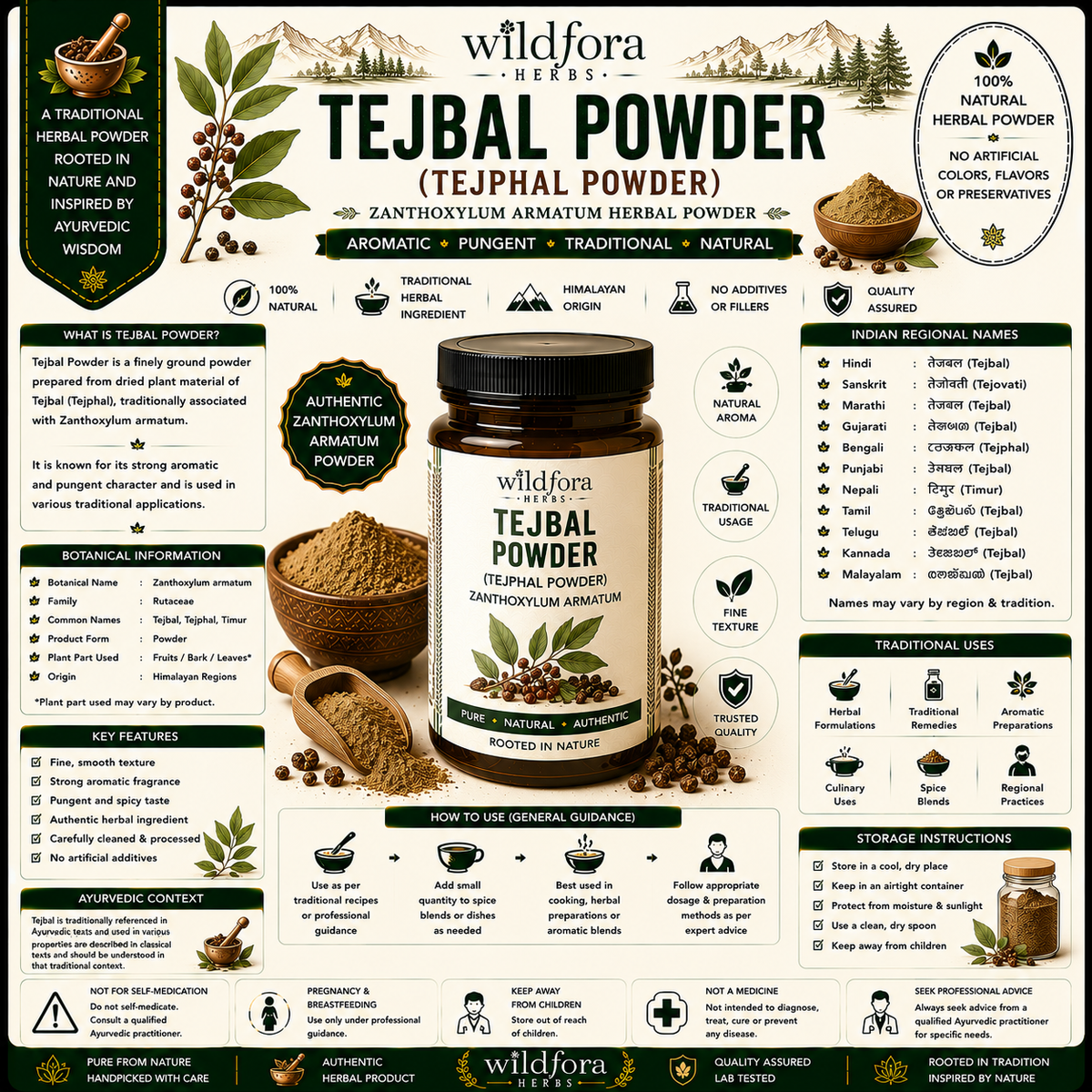 Tejbal Powder (Tejphal Powder) – Zanthoxylum Armatum Herbal Powder