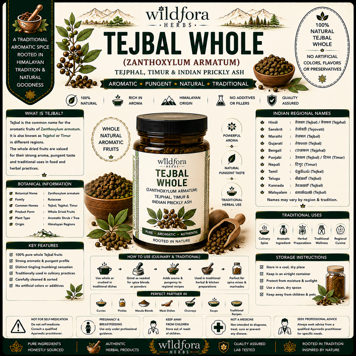 Tejbal Zanthoxylum Armatum Whole