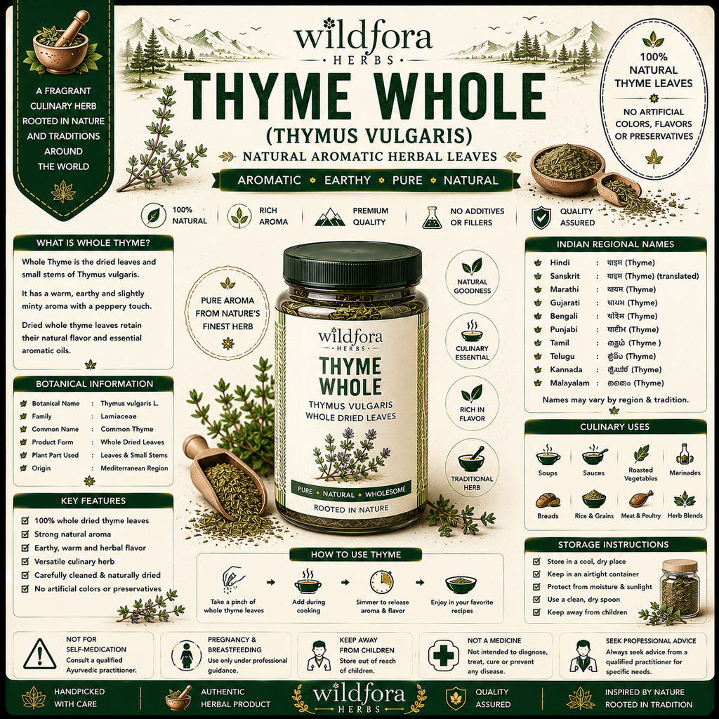 Thyme Thymus Vulgaris Whole Natural Herbal Leaves