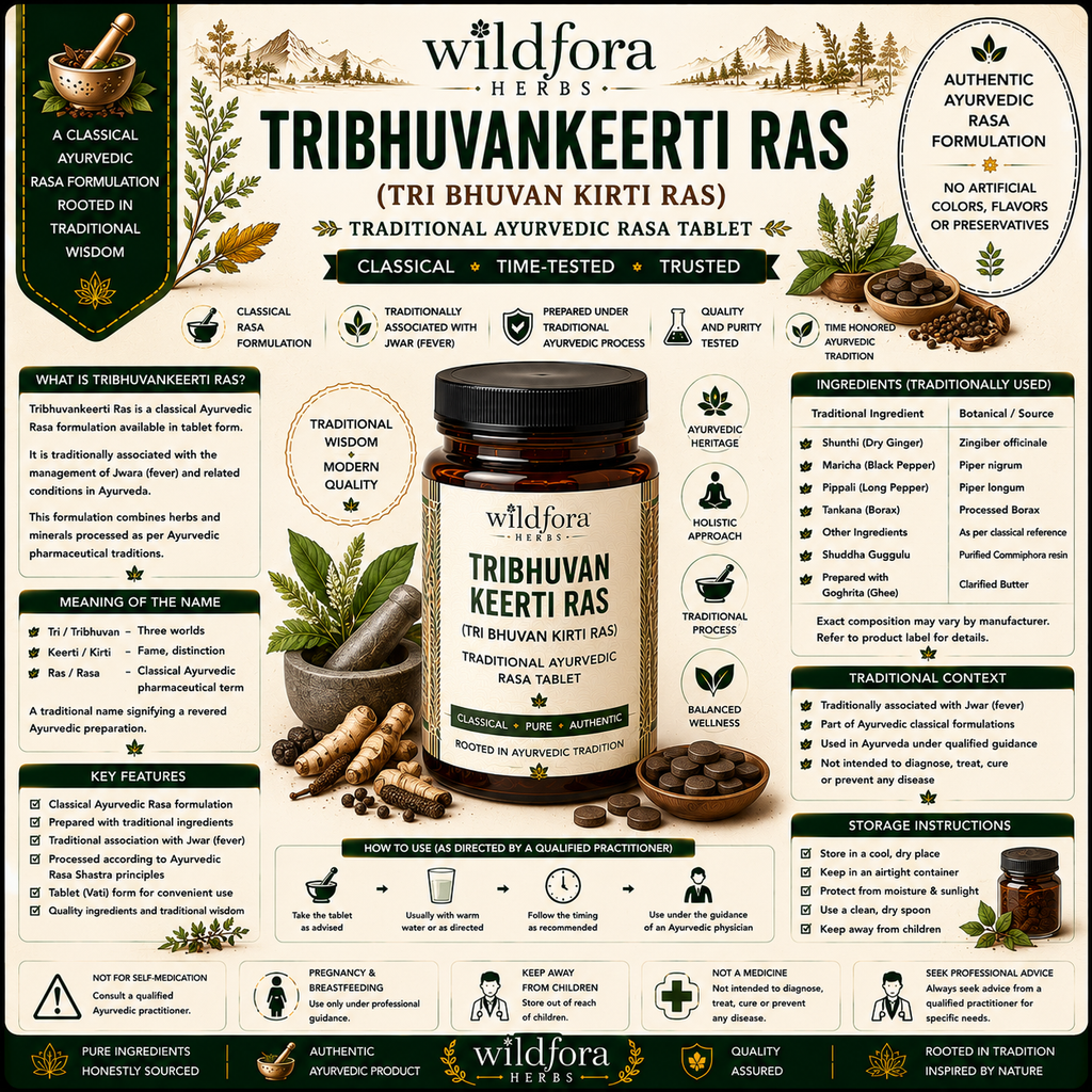 Tribhuvankeerti Ras Tablet (Tri Bhuvan Kirti Ras) – Herbal Tablet Inspired by the Wild Forest