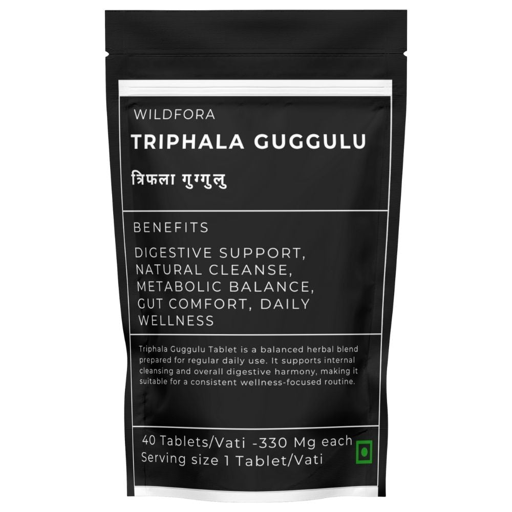 त्रिफला गुग्गुलु (Triphala Guggulu) – जंगली वन से प्रेरित हर्बल टैबलेट