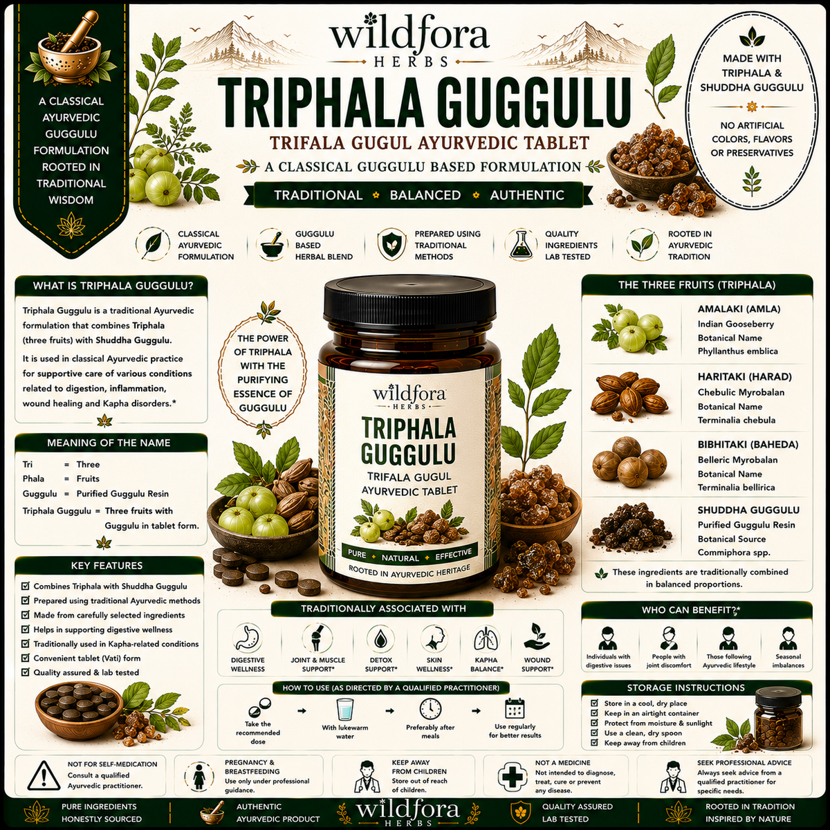Triphala Guggulu (Trifala Gugul) – Herbal Tablet Inspired by the Wild Forest