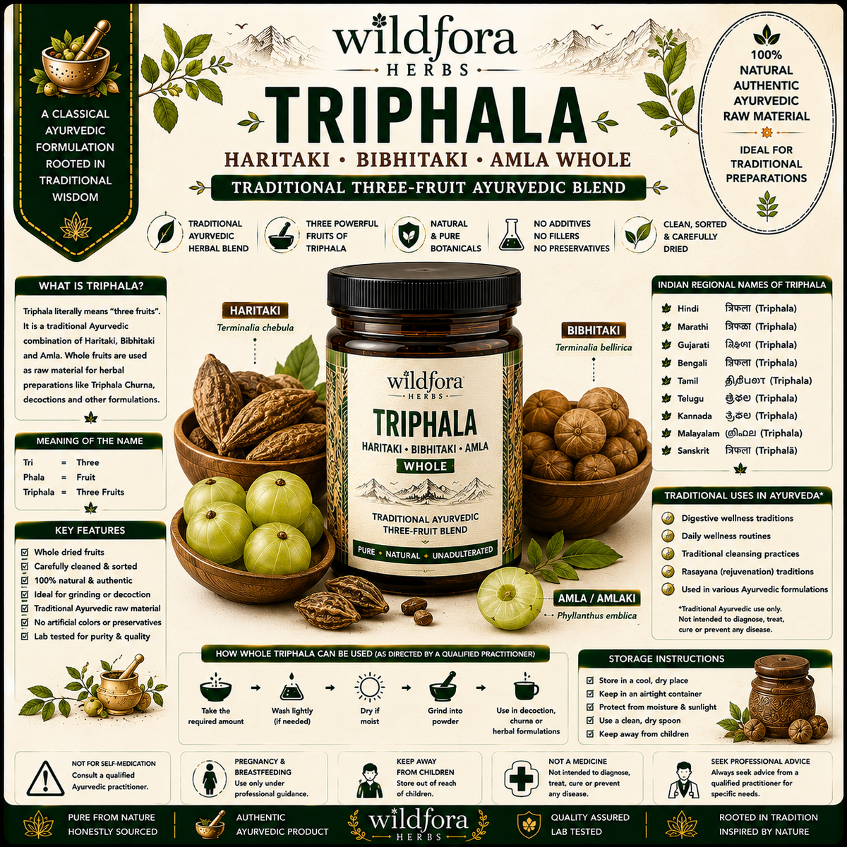 Triphala Haritaki Bibhitaki Amla Whole
