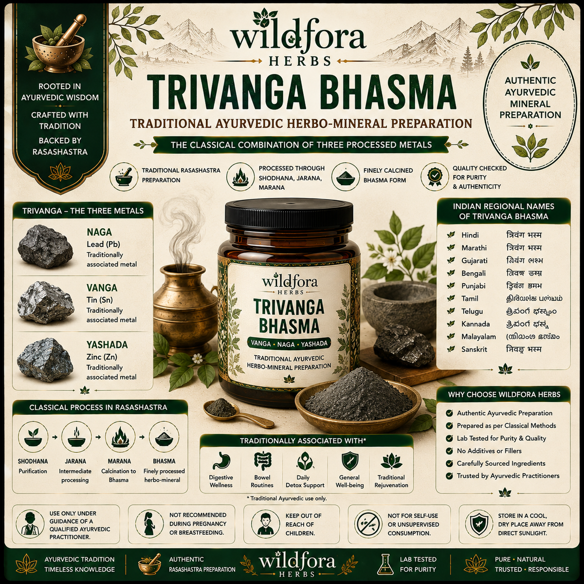 Trivanga Bhasma Ayurvedic Mineral Preparation