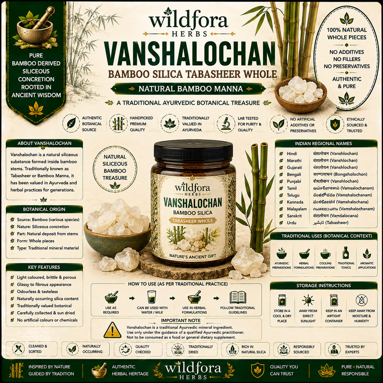 Vanshalochan Bamboo Silica Tabasheer Whole Natural Bamboo Manna