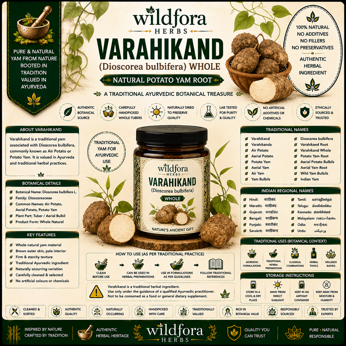 Varahikand Dioscorea Bulbifera Whole Natural Potato Yam Root
