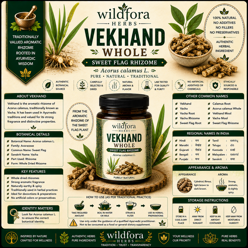 Vekhand Acorus Calamus Whole Natural Sweet Flag Root Herbal