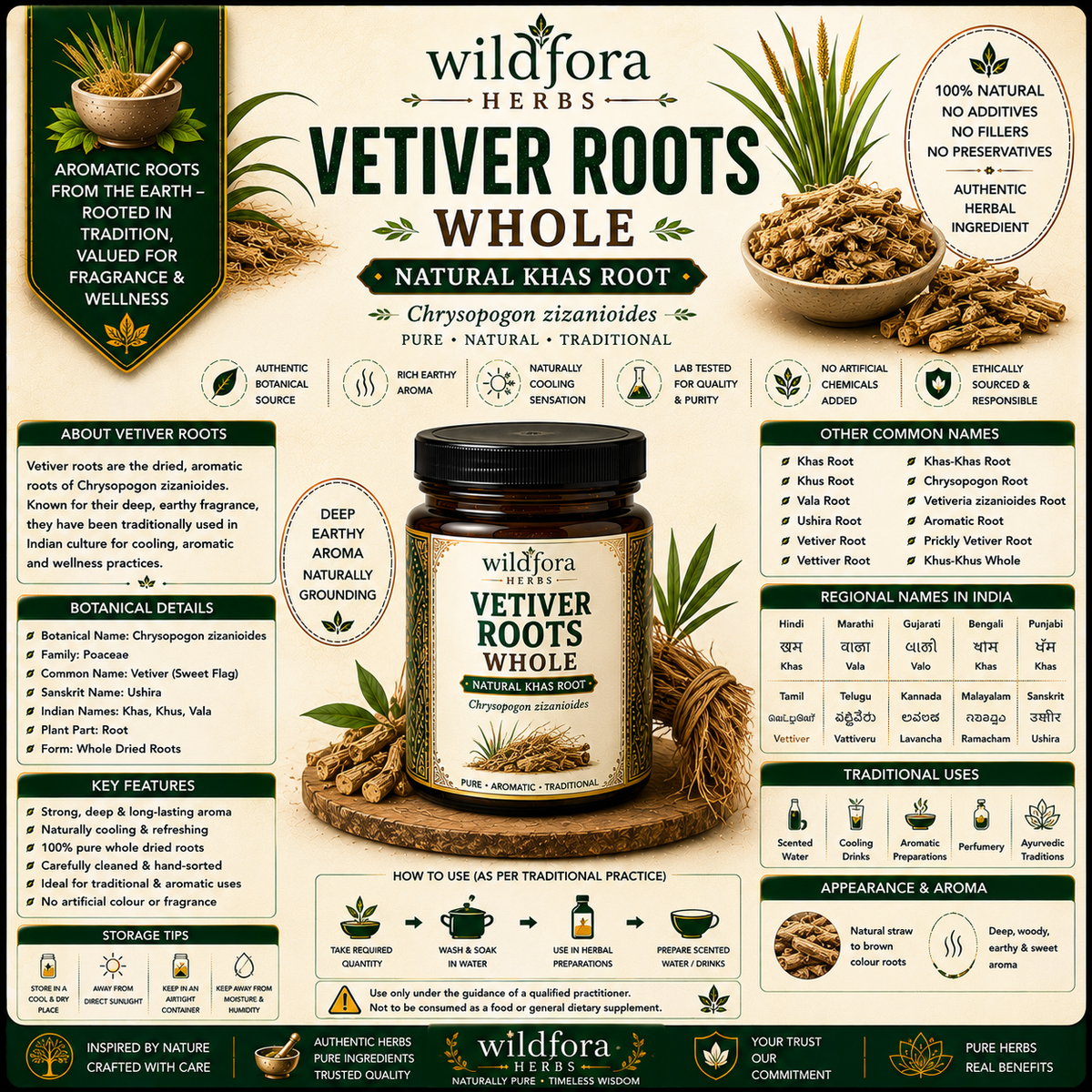 Vetiver Roots Chrysopogon Zizanioides Whole Natural Khas Root