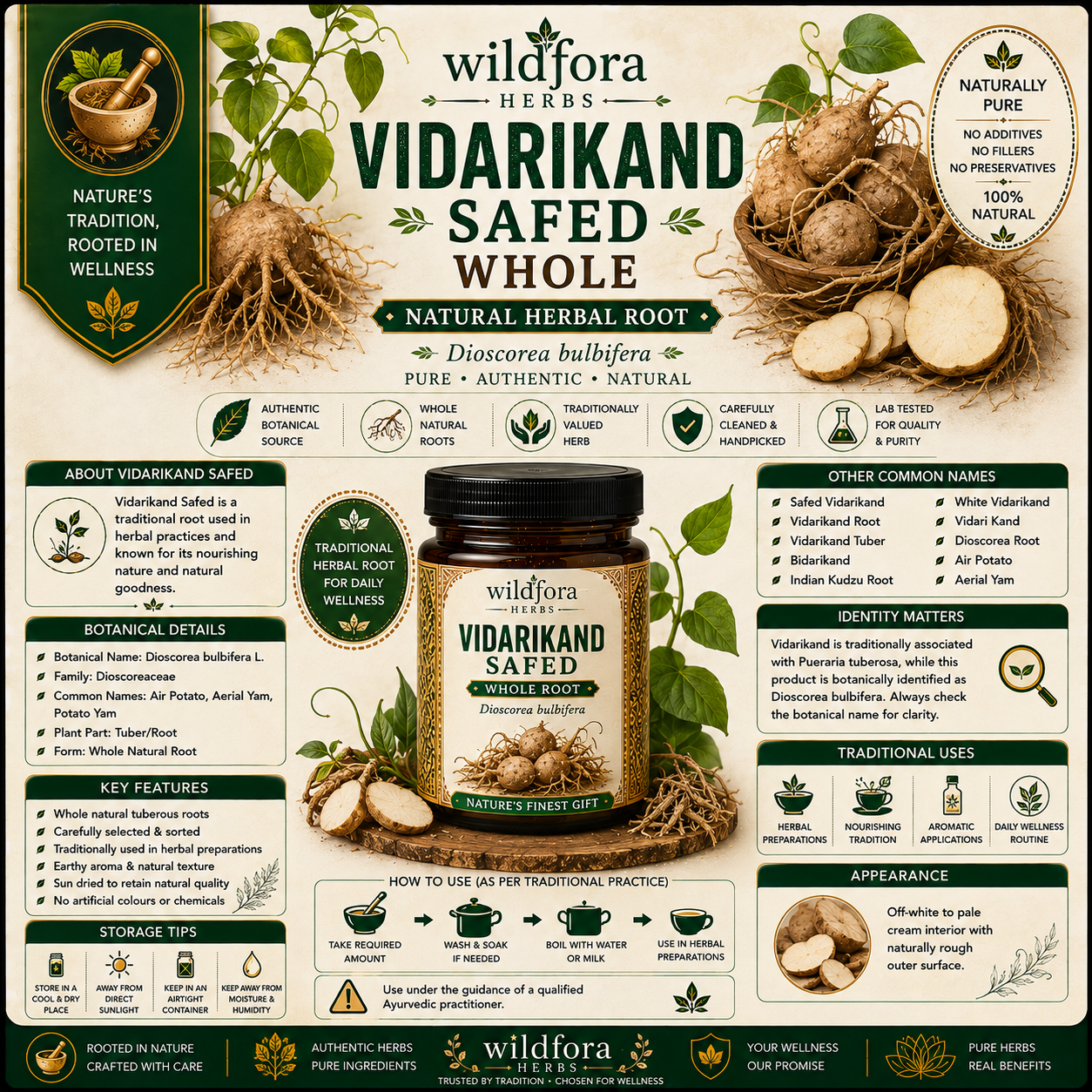 Vidarikand Safed Dioscorea Bulbifera Whole Natural Indian Kudzu Root