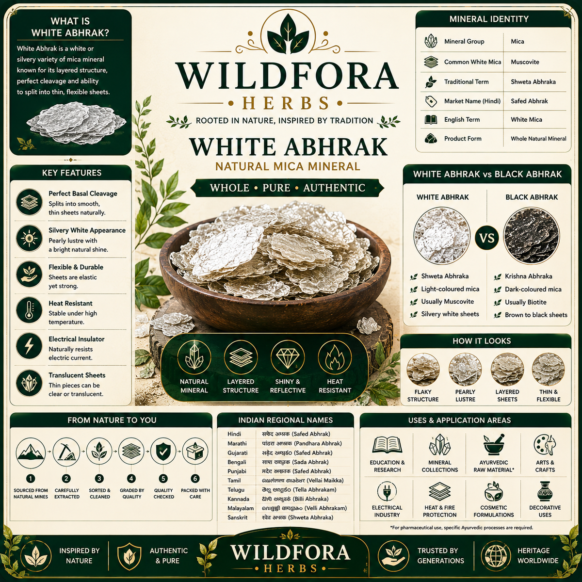 White Abhrak Natural Mica Mineral Whole Safed Abhrak Stone