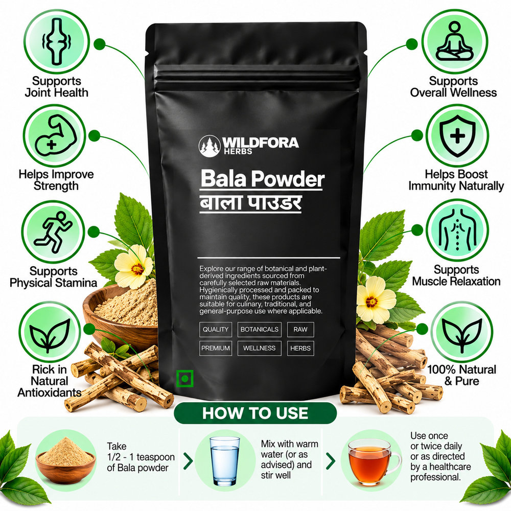 Bala Powder Sida Cordifolia | Natural Herbal Root Powder Benefits