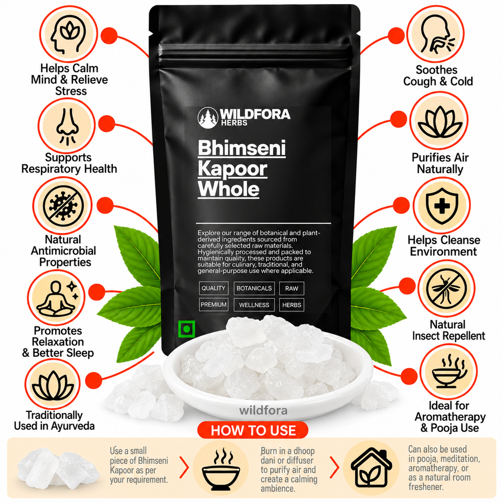 Bhimseni Kapoor Whole Cinnamomum Camphora Natural Camphor Benefits