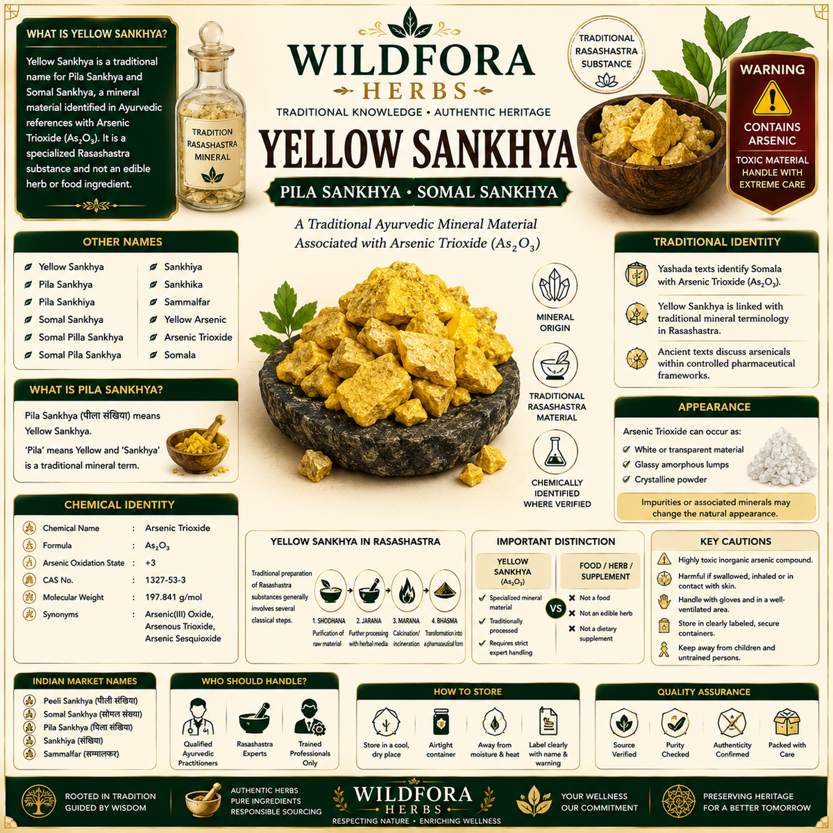 Yellow Sankhya Arsenic Trioxide Mineral Whole Natural Somal Sankhya